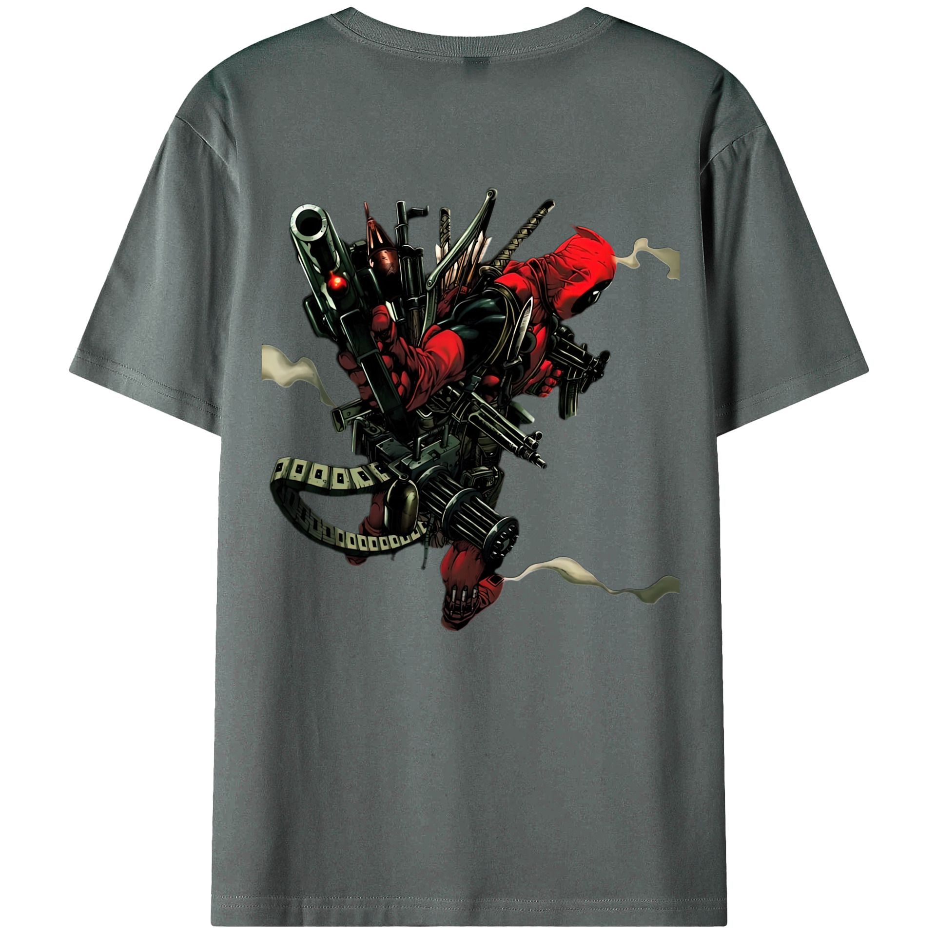 （画像用） Deadpool デッドプール 綿100％ メンズ半袖Tシャツ（バックプリント） 通気性